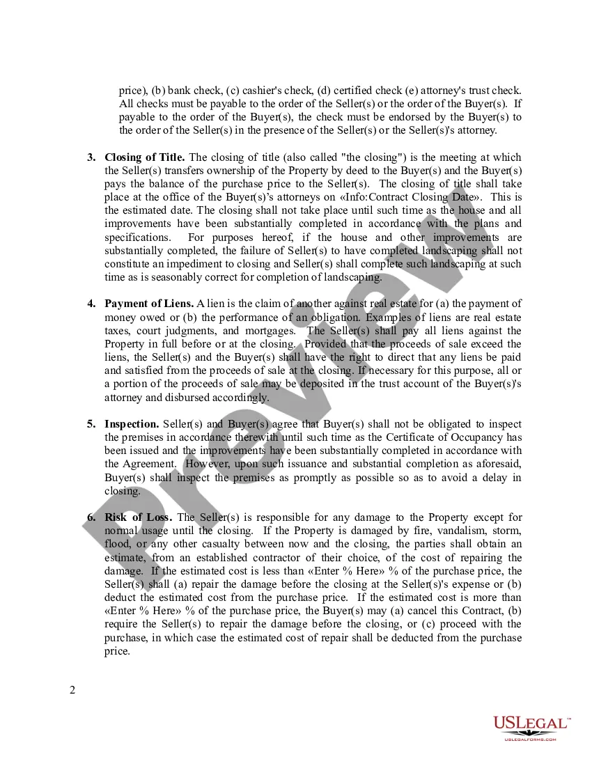 Preview New Construction Contract