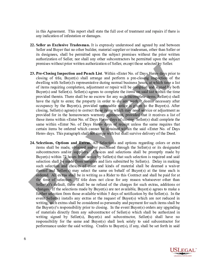 Preview New Construction Contract
