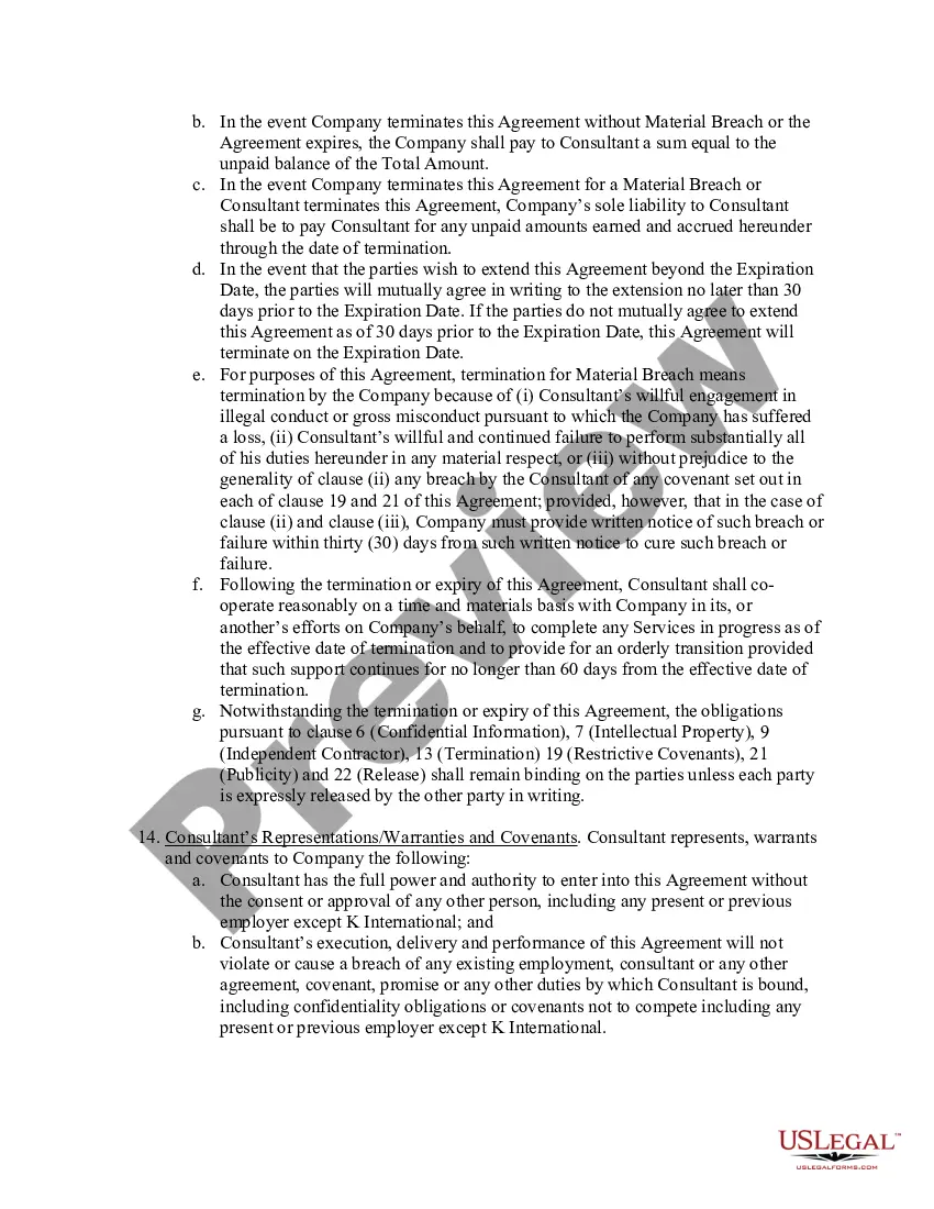 Get Consulting Agreement between Consultant and Company Preview Consulting Agreement between Consultant and Company