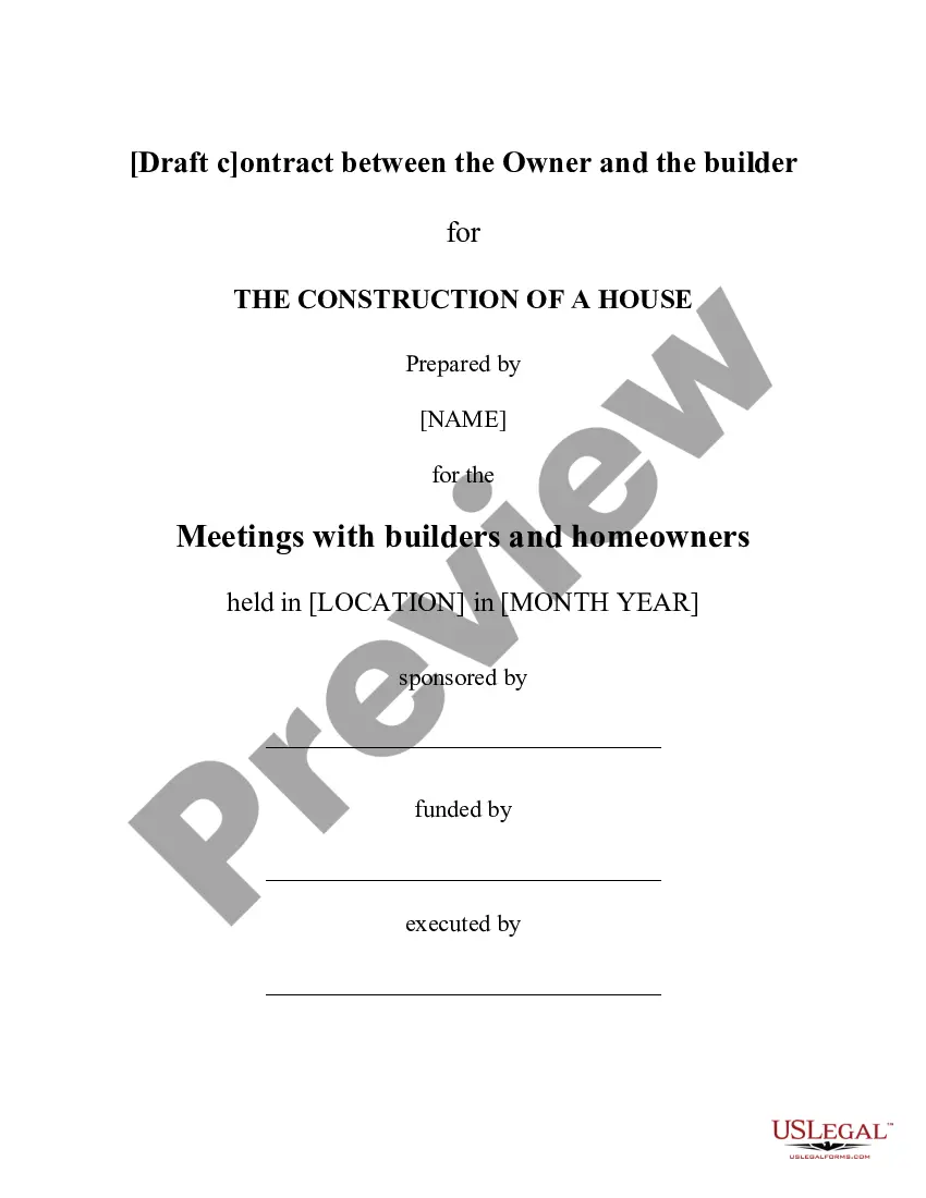 Preview Contract Between Owner and Builder for Construction of a House
