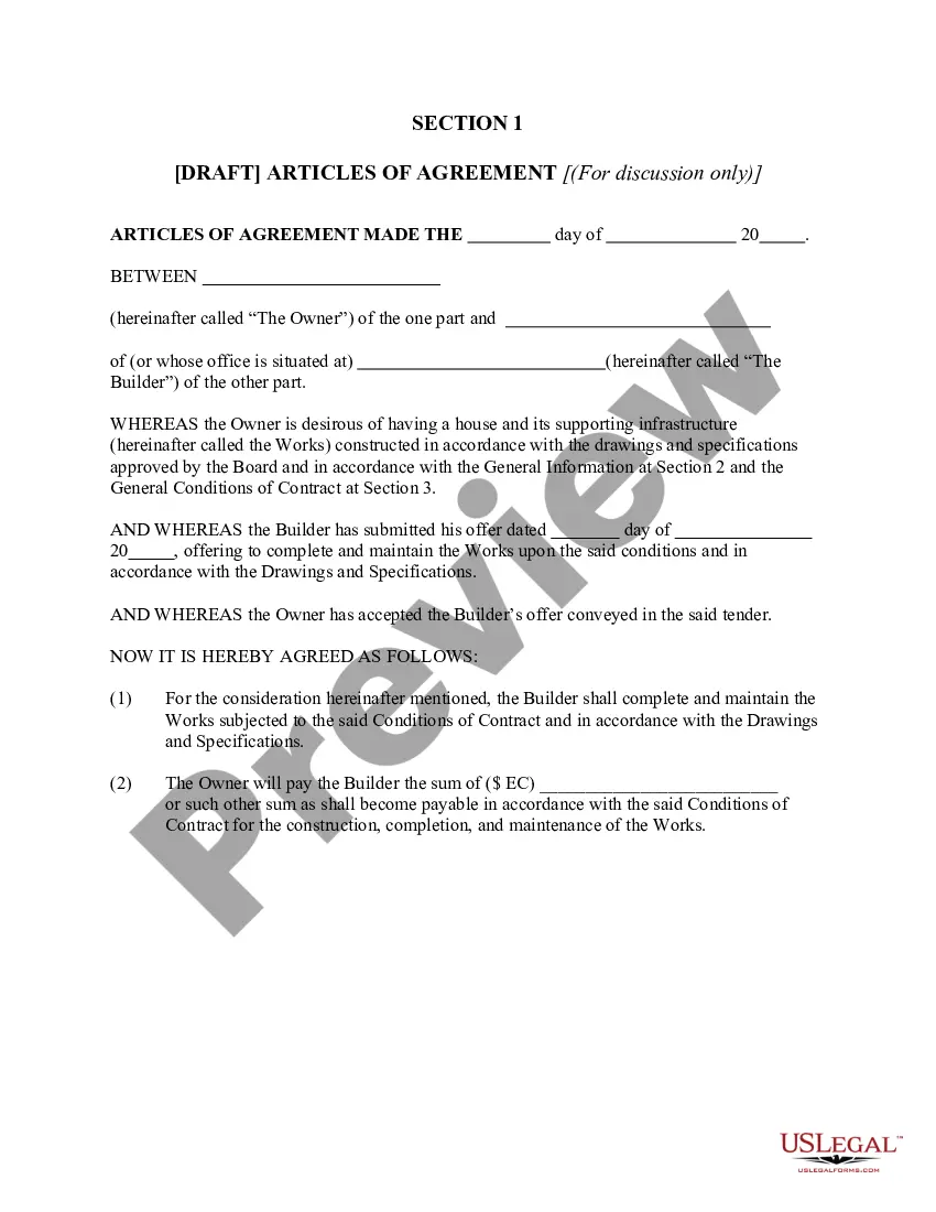 Preview Contract Between Owner and Builder for Construction of a House