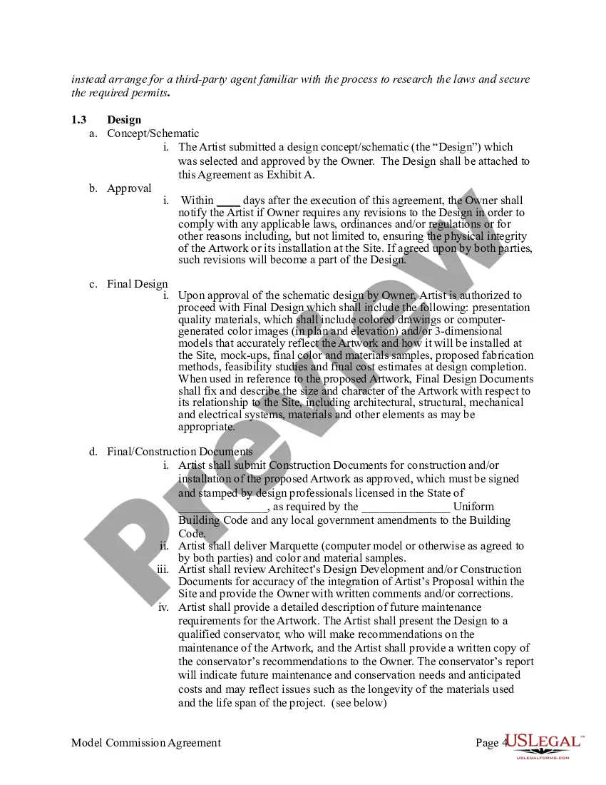 Get Agreement for Commission of Public Art Work Between Artist and Private Entity or Non-Agency Preview Agreement for Commission of Public Art Work Between Artist and Private Entity or Non-Agency