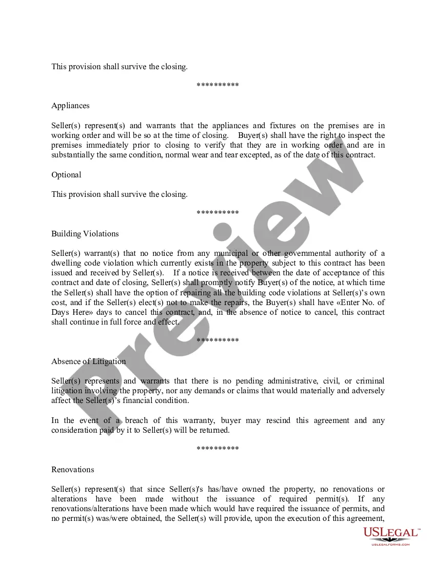 Get Seller Representations Clauses: Contract for Real Property Preview Seller Representations Clauses: Contract for Real Property