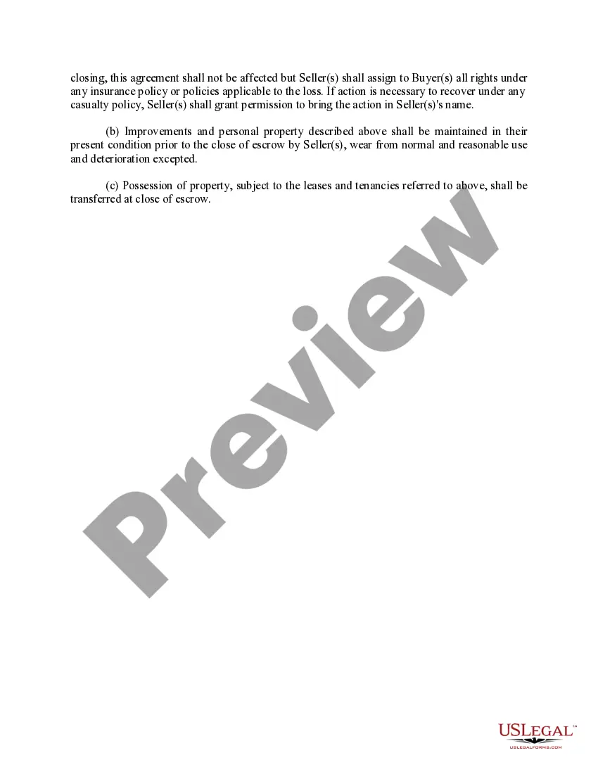 Preview Risk of Loss Clauses: Contract for Real Property