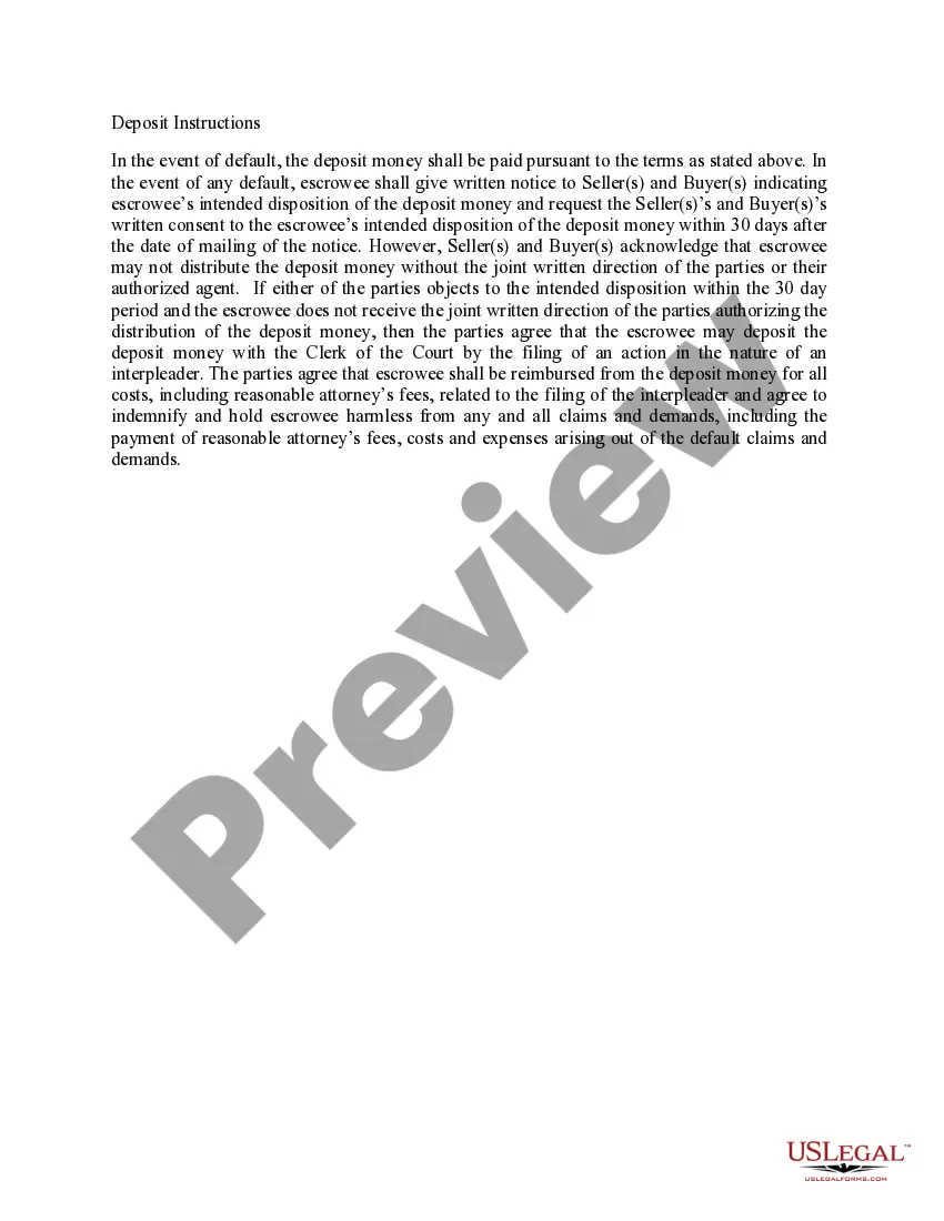 Preview Escrow Agent Clauses: Contract for Real Property