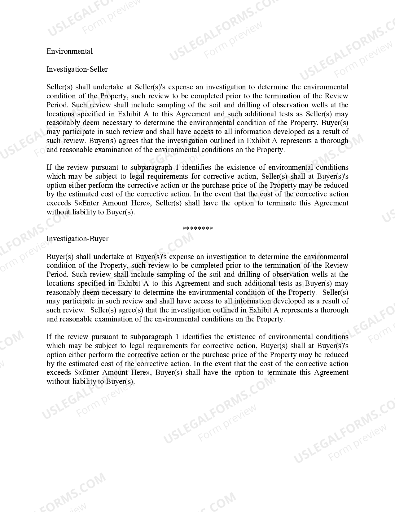Environmental Clauses: Contract for Real Property | US Legal Forms