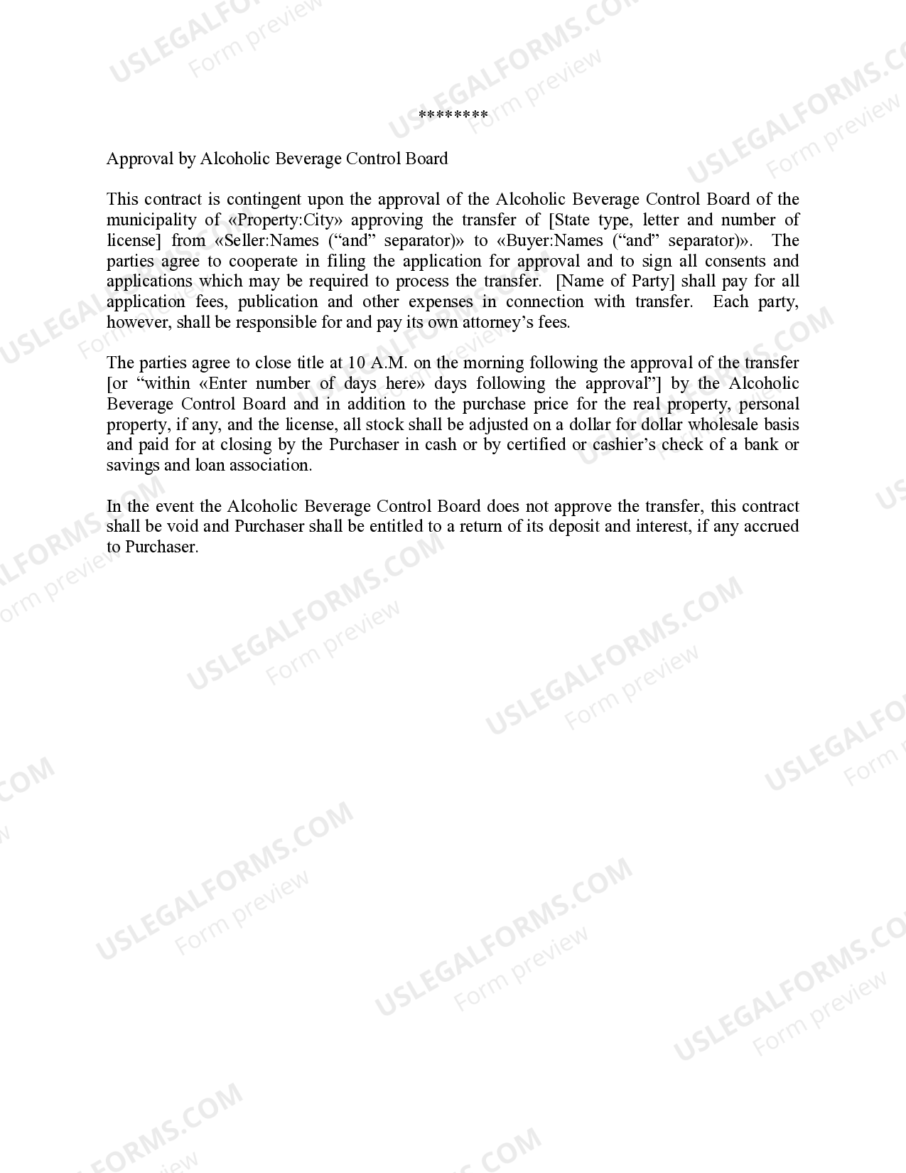 Contingency Clause Contract for Real Property US Legal Forms