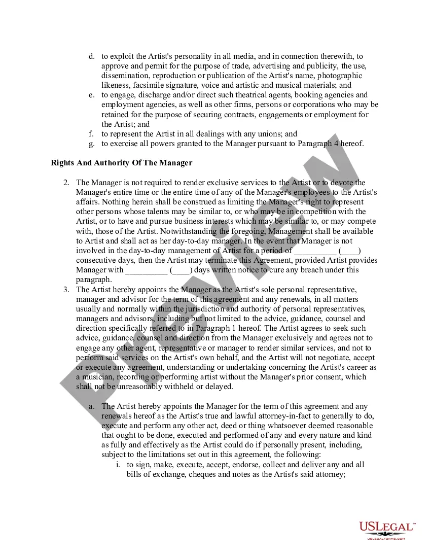 Preview Artist Management - Agreement