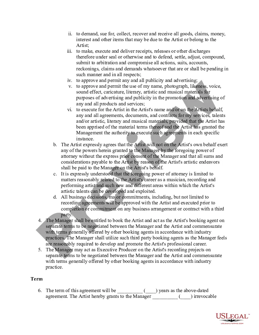 Preview Artist Management - Agreement