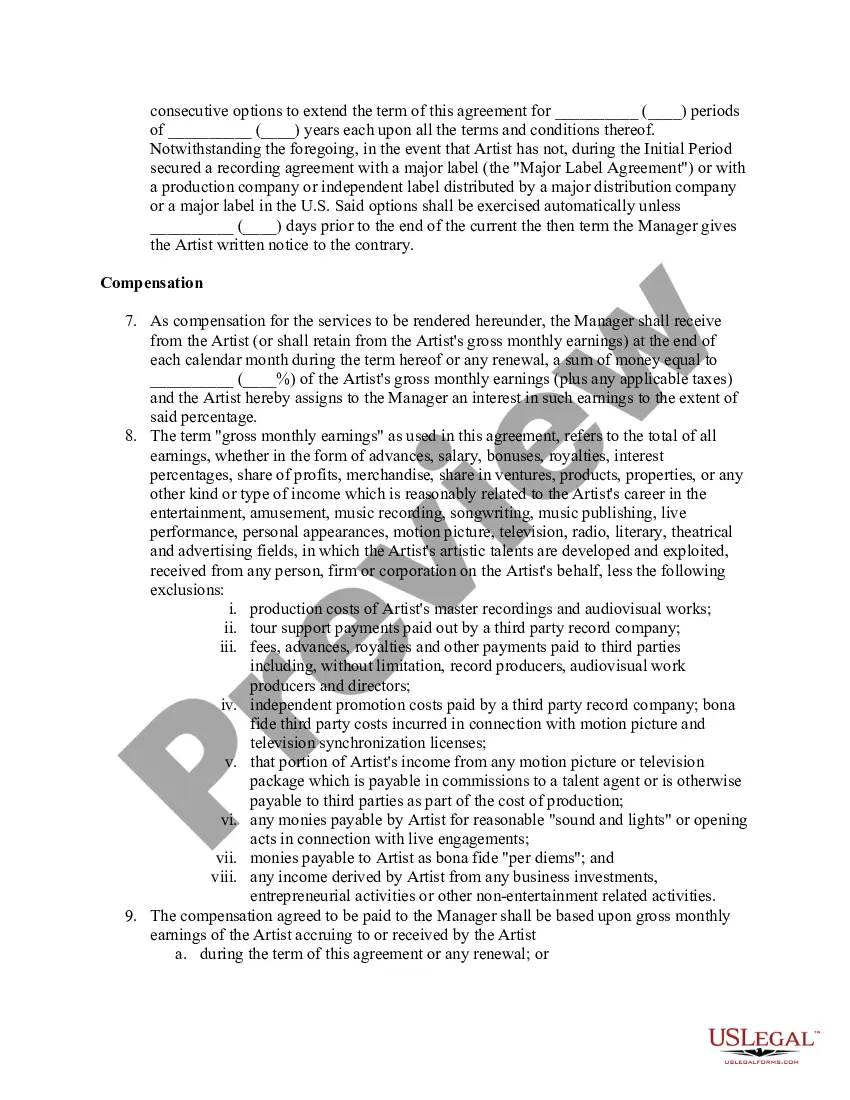 Preview Artist Management - Agreement