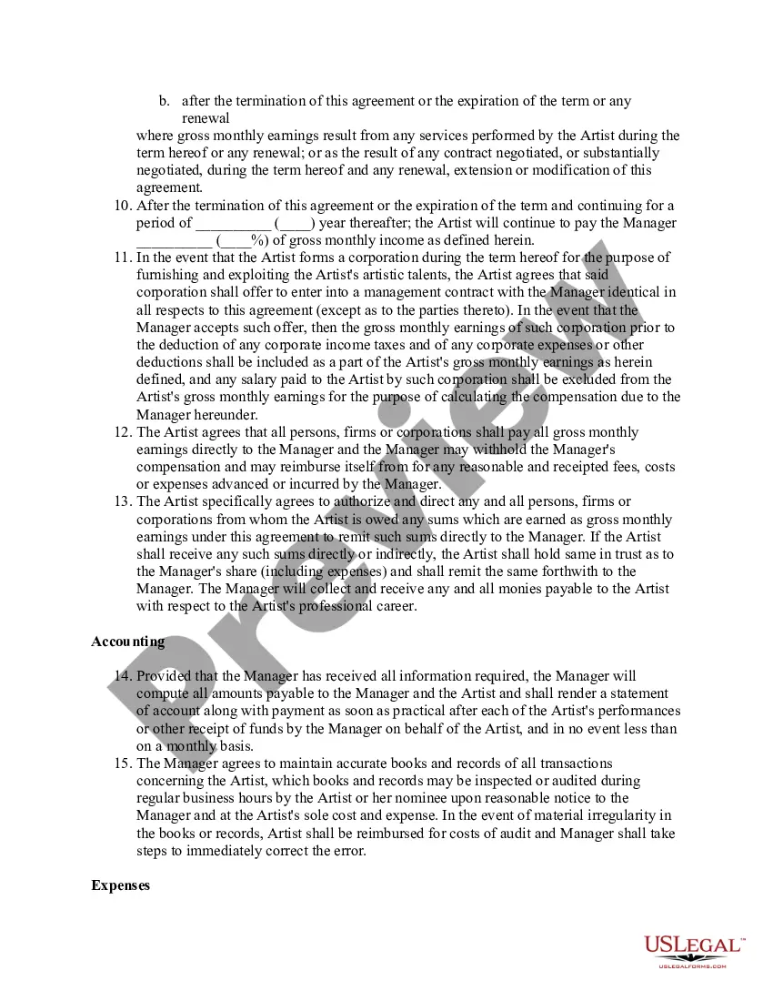 Preview Artist Management - Agreement