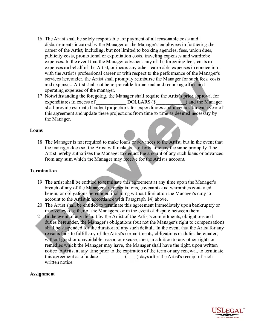 Preview Artist Management - Agreement