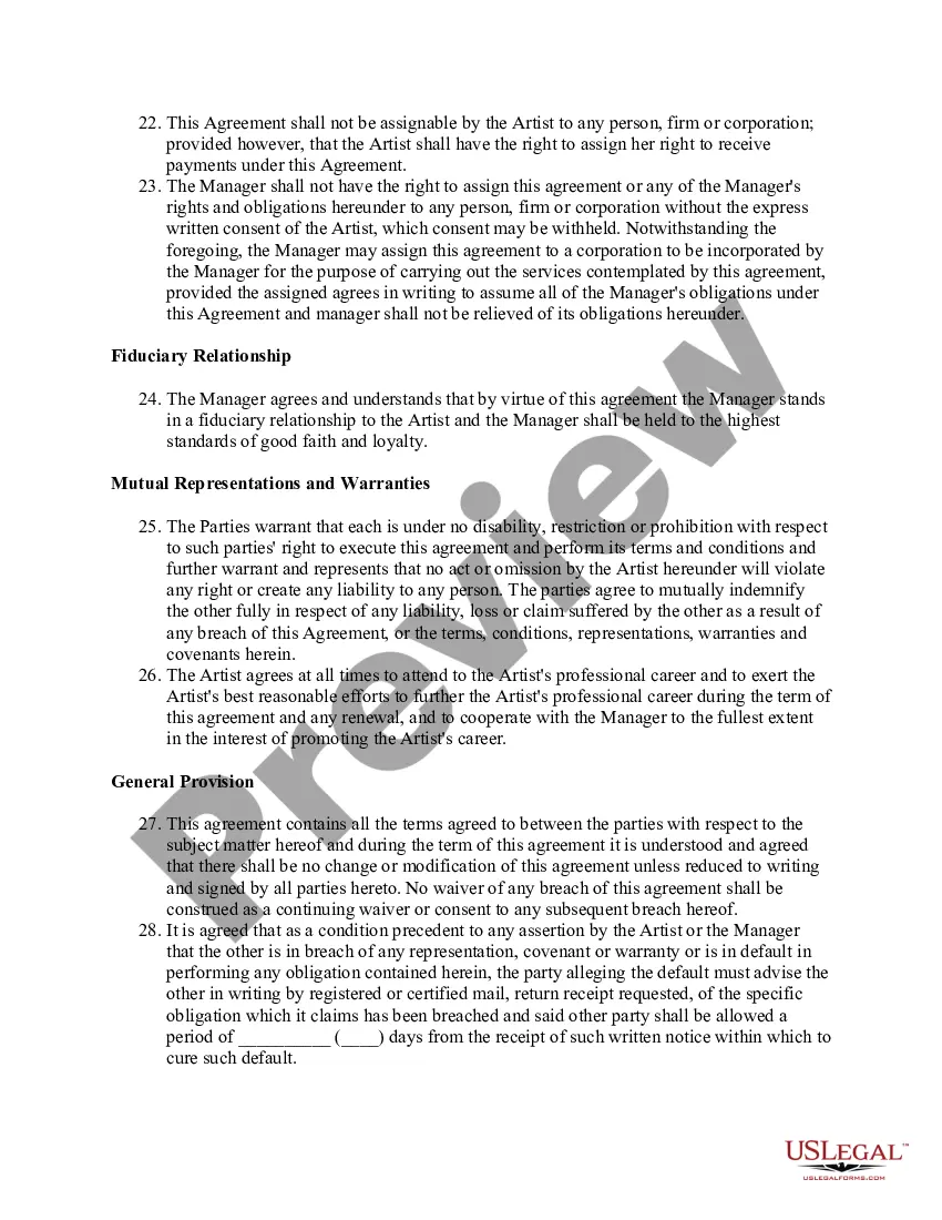 Preview Artist Management - Agreement
