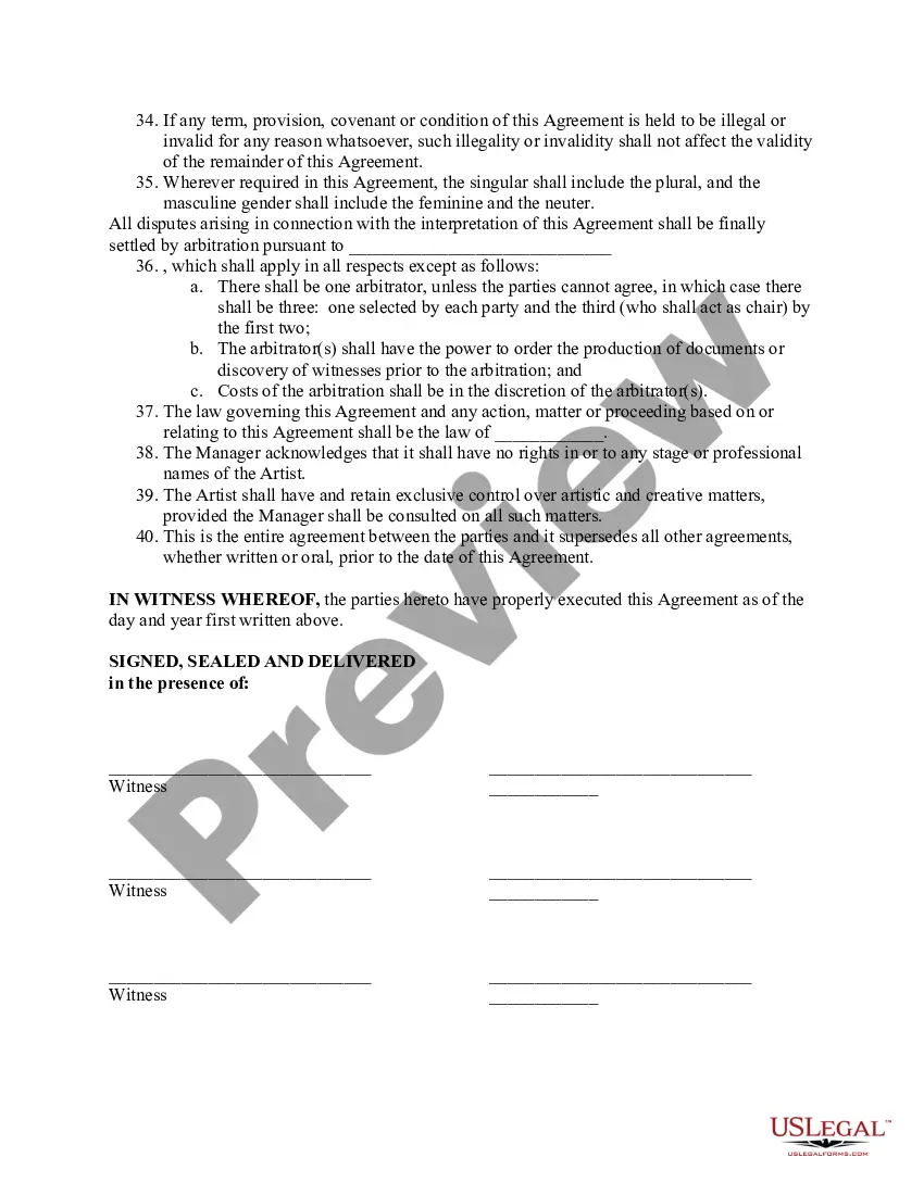Preview Artist Management - Agreement