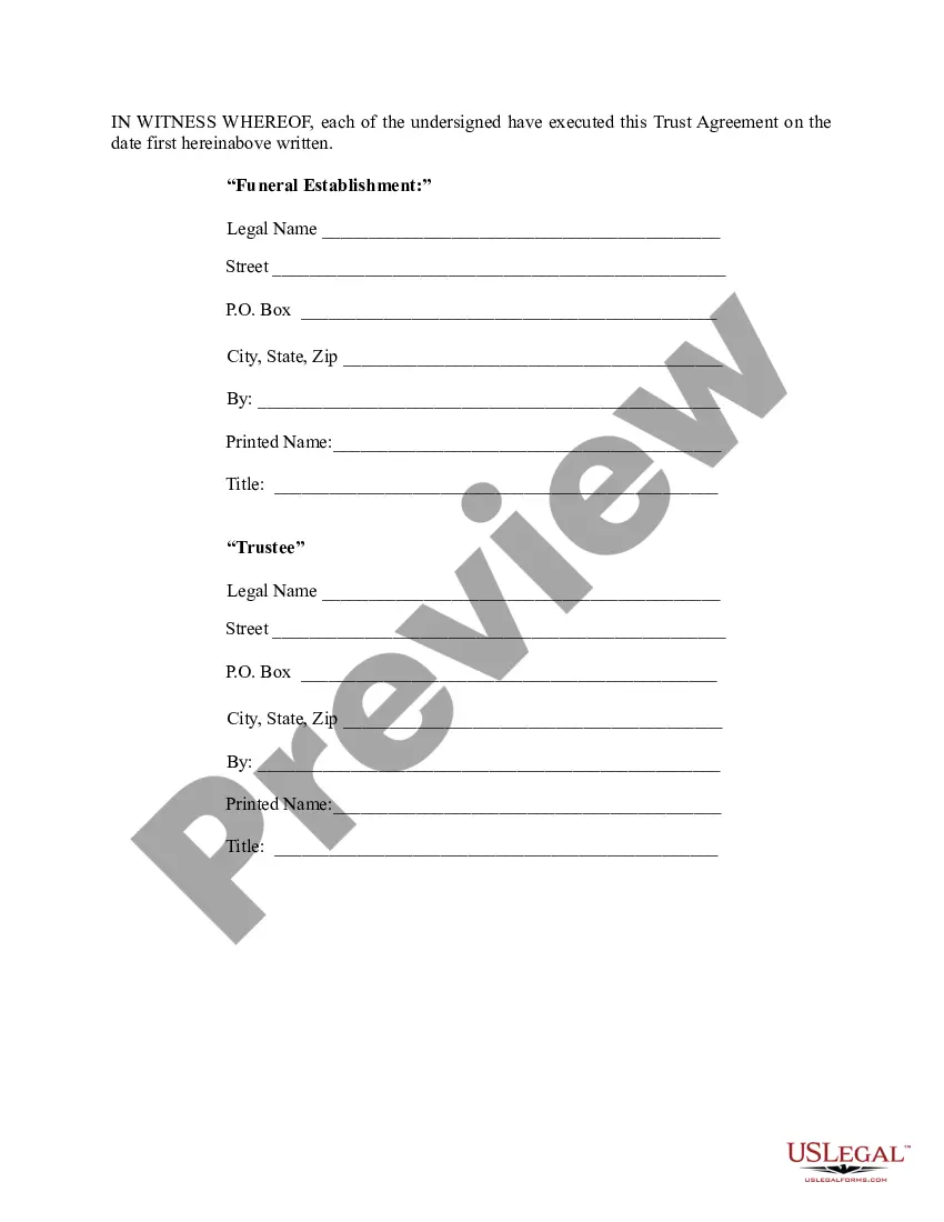 Get Preneed Funeral Merchandise and Services Master Trust Agreement Preview Preneed Funeral Merchandise and Services Master Trust Agreement