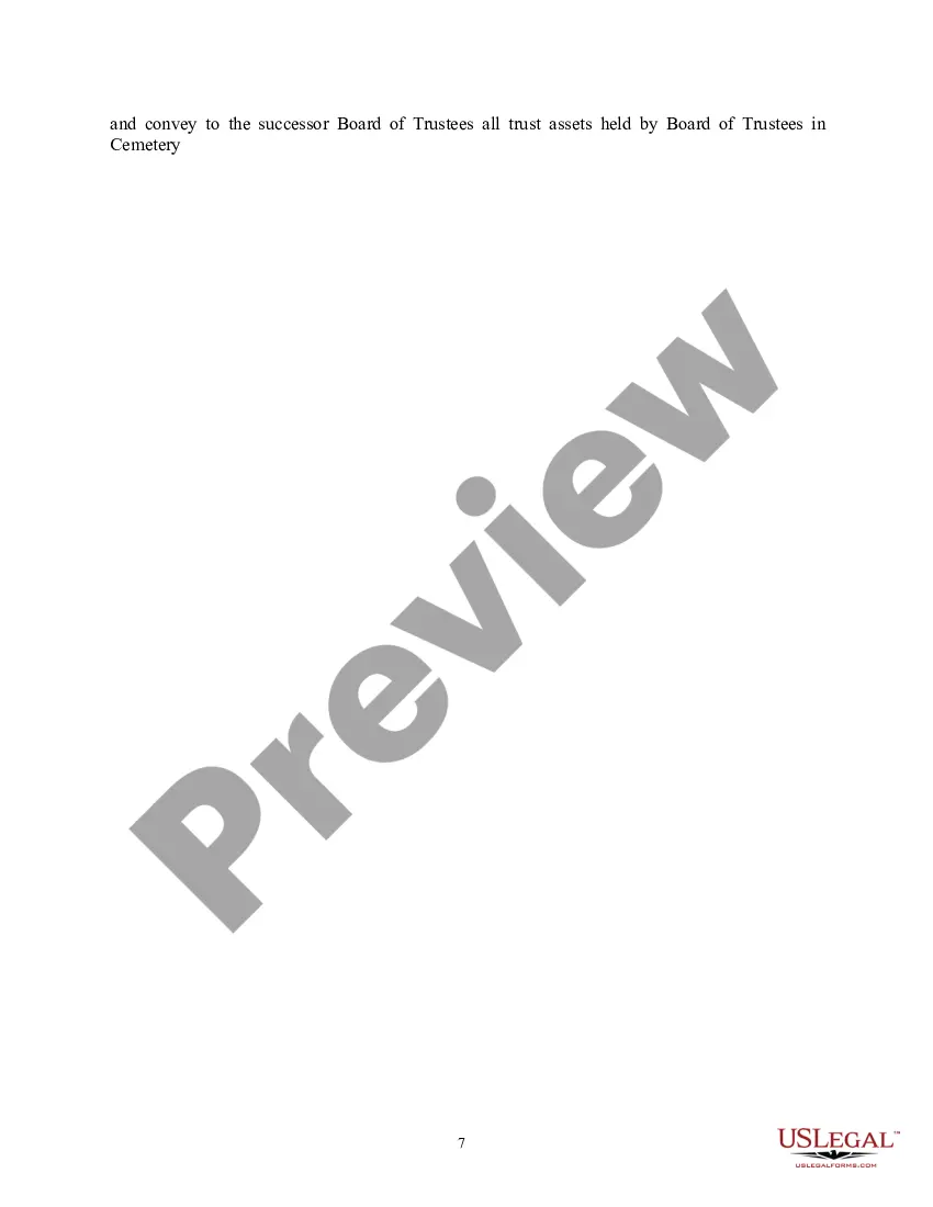 Preview Preneed Endowment Care Cemetery Trust Agreement - Board of Trustees