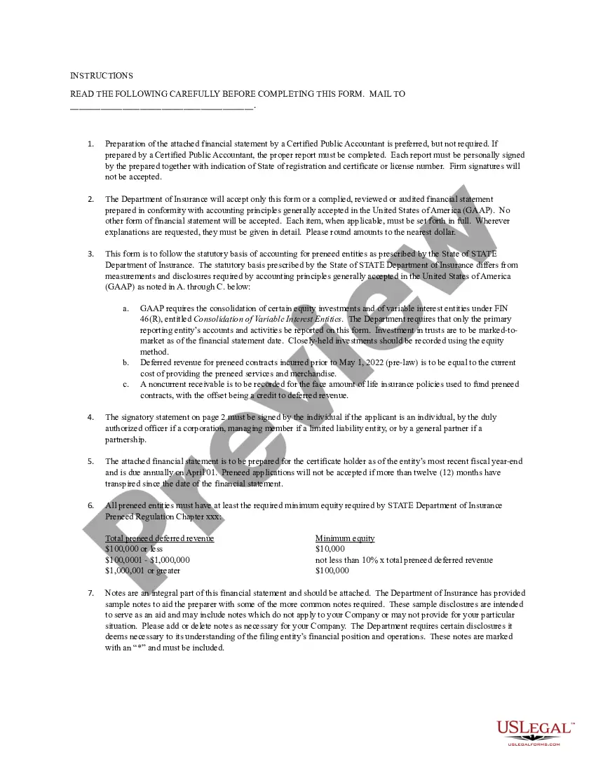 Get Preneed Certificate of Authority Confidential Annual Financial Statement Preview Preneed Certificate of Authority Confidential Annual Financial Statement