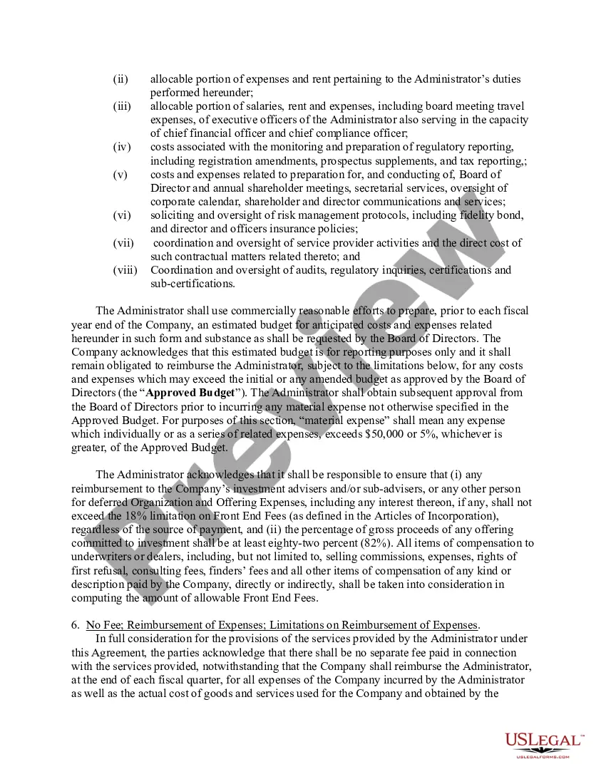 Preview Administrative Services Agreement