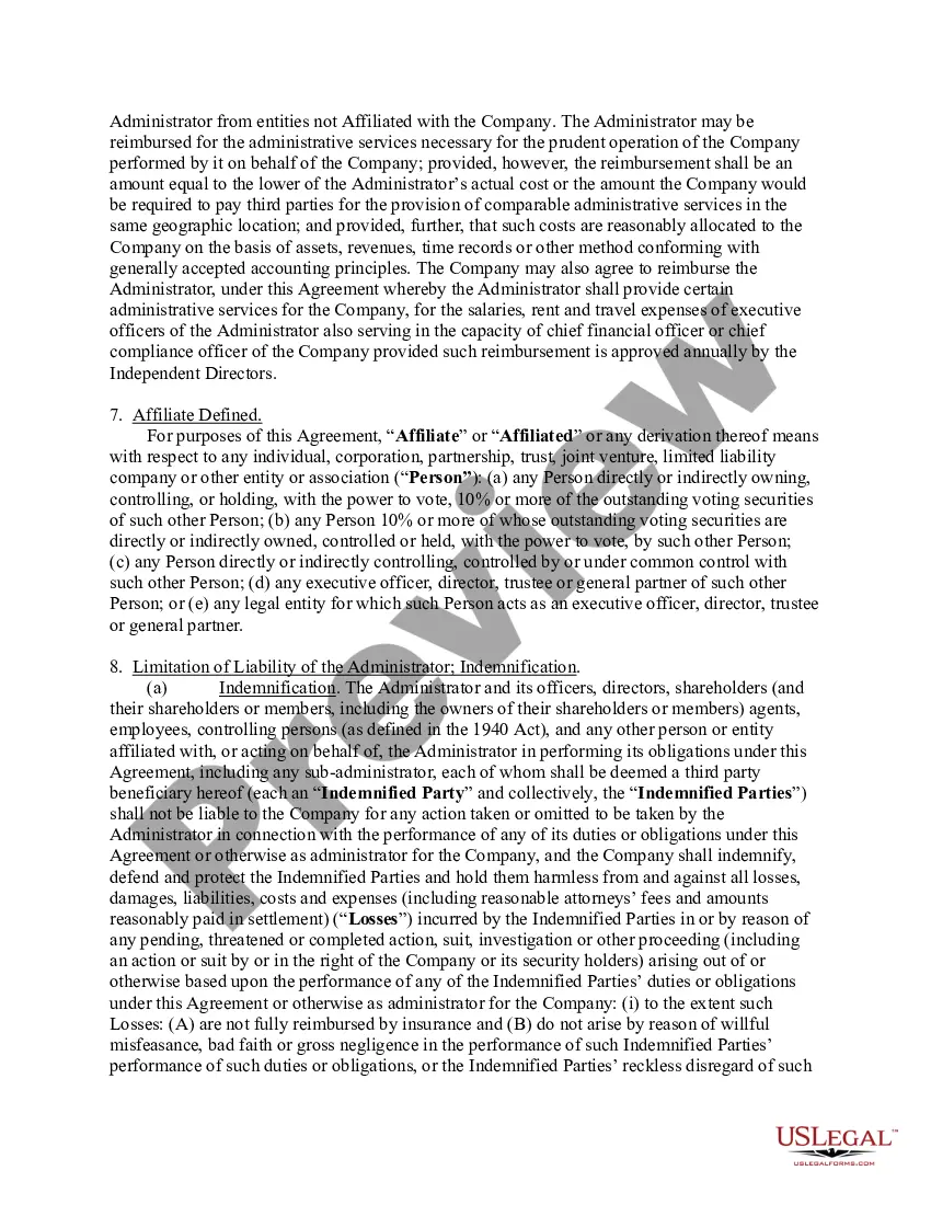 Preview Administrative Services Agreement