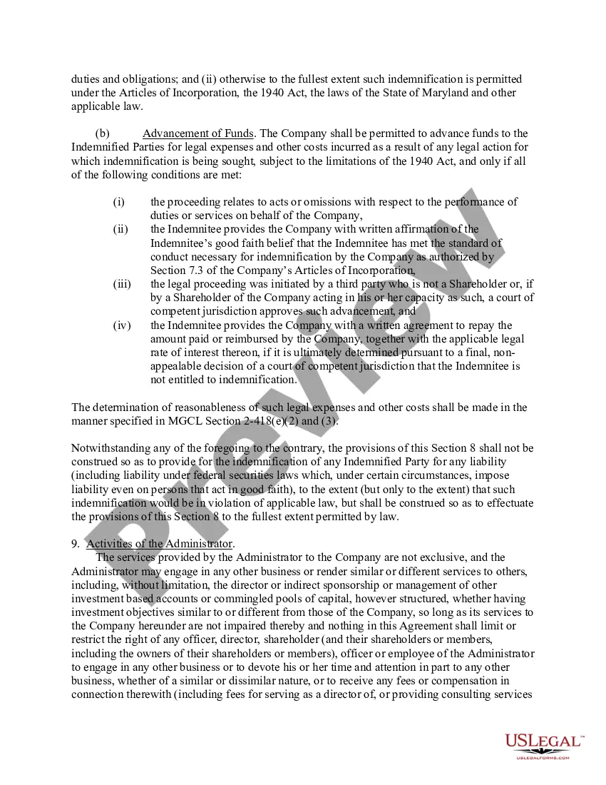 Preview Administrative Services Agreement