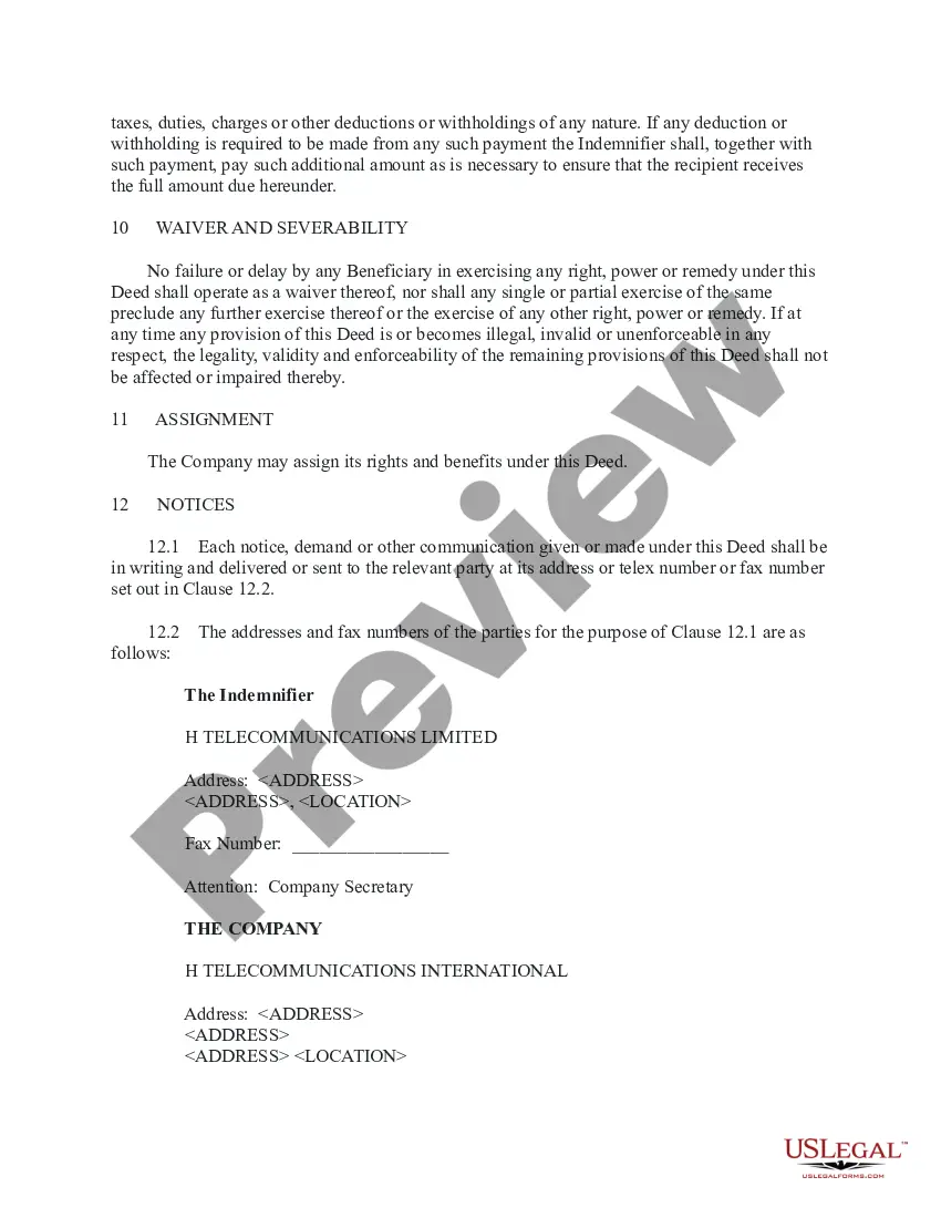 Get Deed of Tax Indemnity Preview Deed of Tax Indemnity