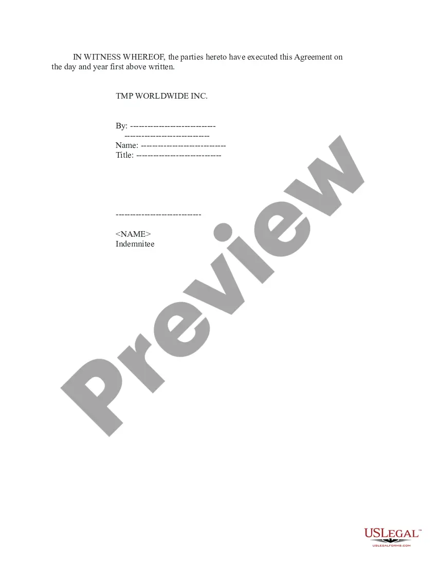 Get Simple Indemnity Agreement Preview Simple Indemnity Agreement