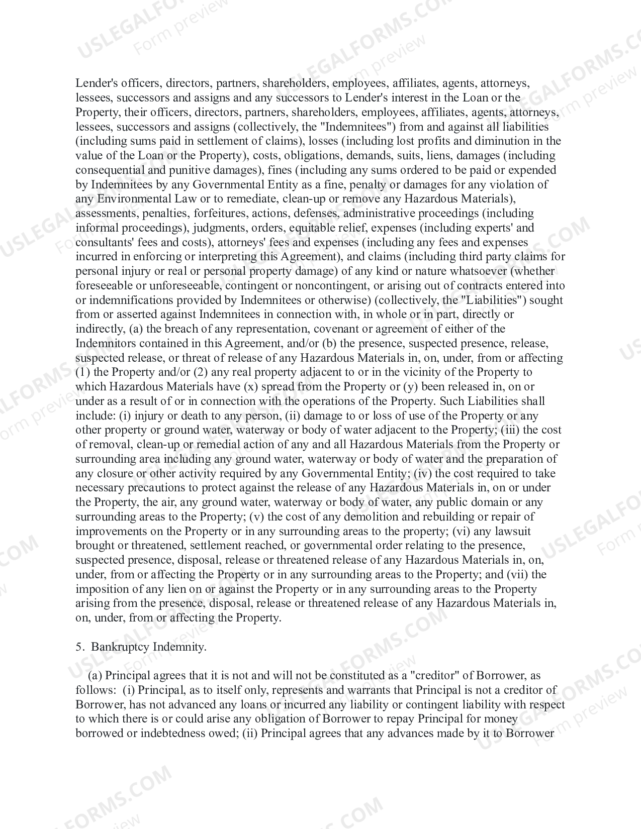 Environmental Indemnity Agreement US Legal Forms