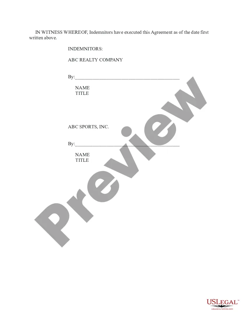 Preview Environmental Indemnity Agreement
