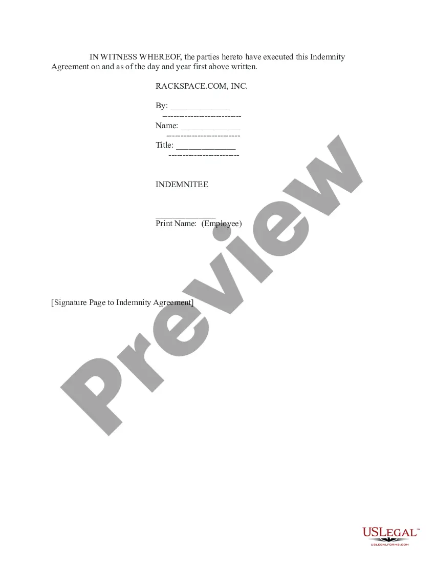 Preview Executive and Director Indemnity Agreement