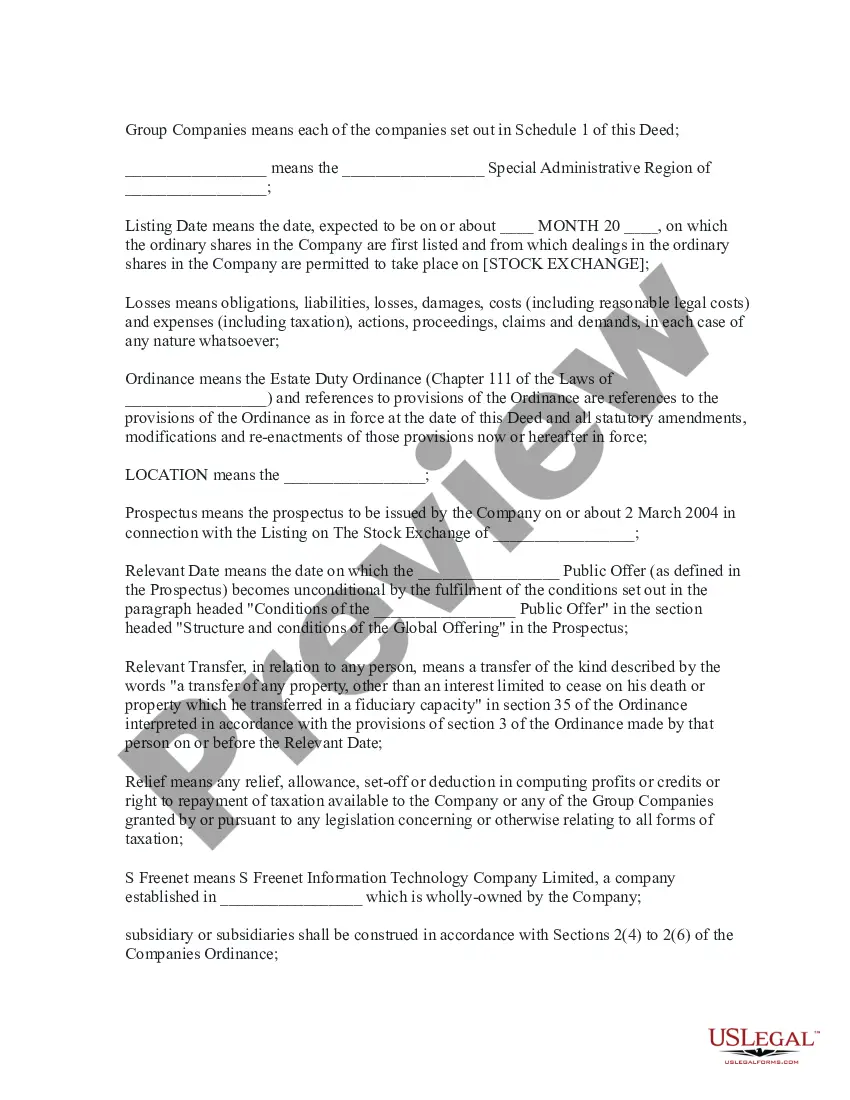 Get Deed of Indemnity Preview Deed of Indemnity