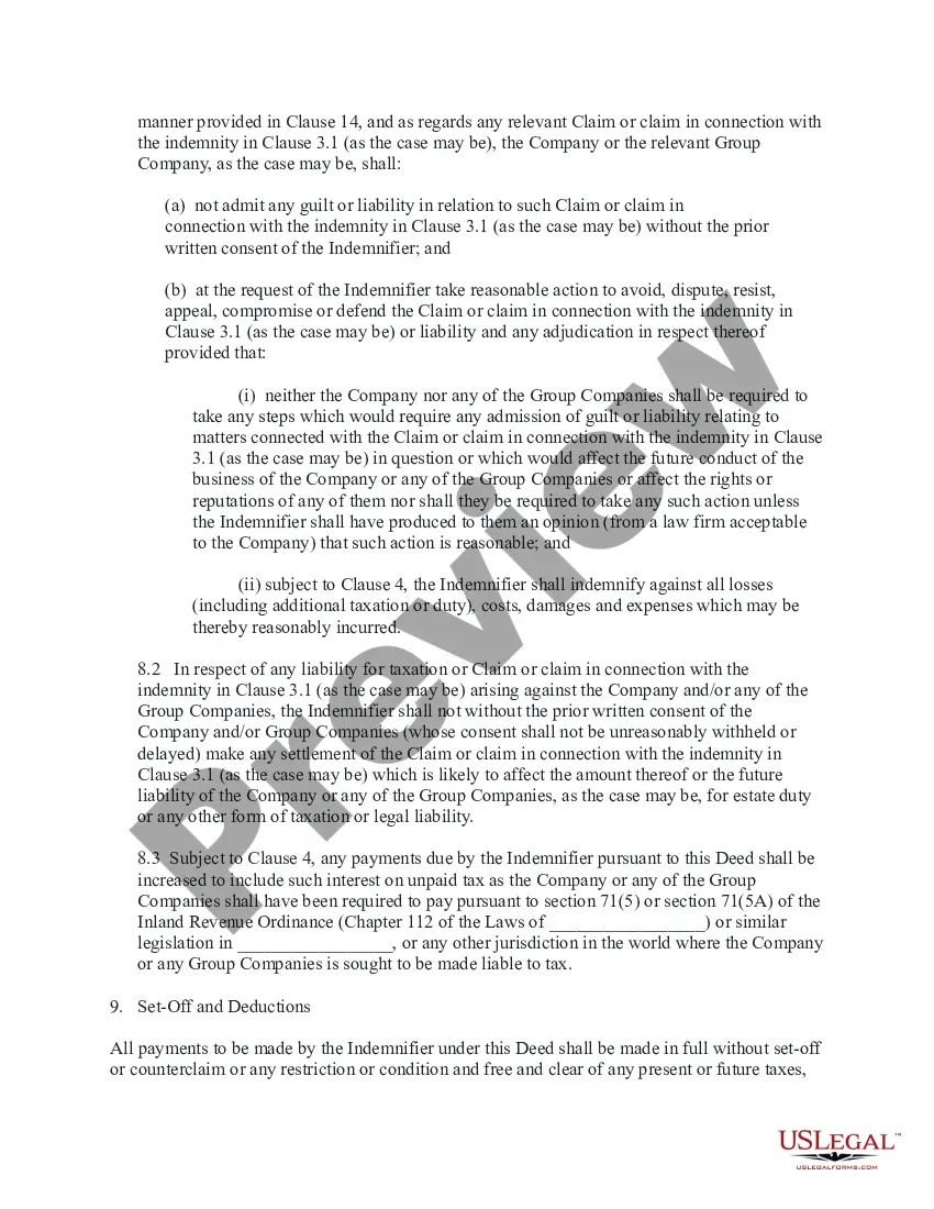 Get Deed of Indemnity Preview Deed of Indemnity