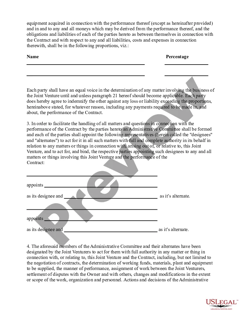 Get Joint Venture Agreement - All Members Are Disclosed Preview Joint Venture Agreement - All Members Are Disclosed