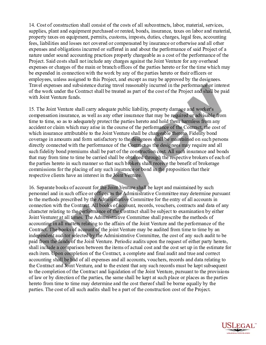 Get Joint Venture Agreement - All Members Are Disclosed Preview Joint Venture Agreement - All Members Are Disclosed