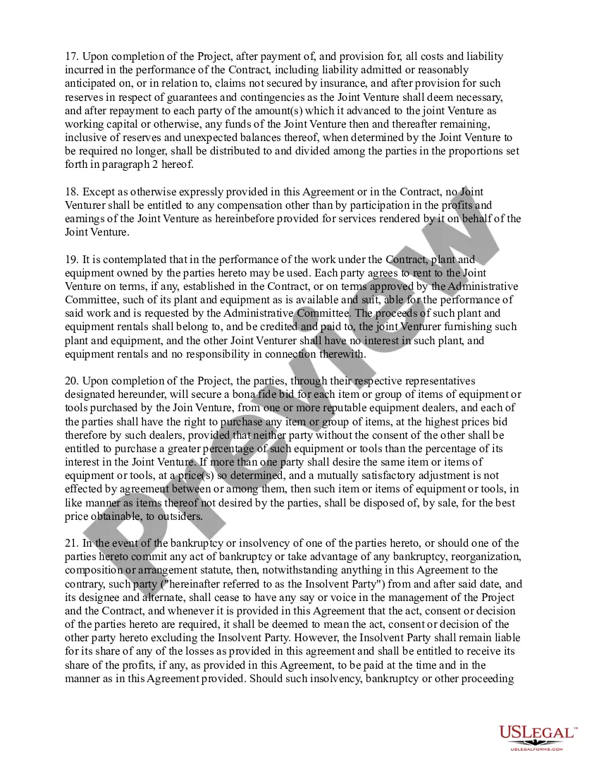 Get Joint Venture Agreement - All Members Are Disclosed Preview Joint Venture Agreement - All Members Are Disclosed