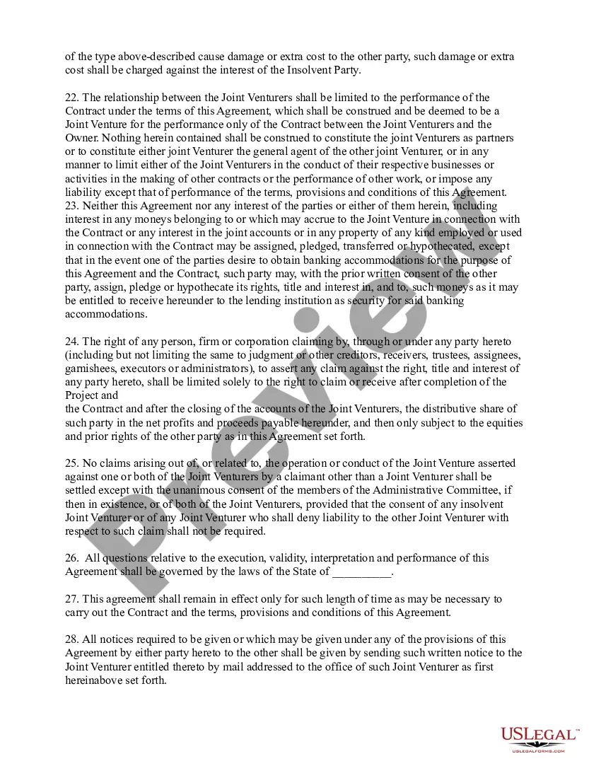 Get Joint Venture Agreement - All Members Are Disclosed Preview Joint Venture Agreement - All Members Are Disclosed
