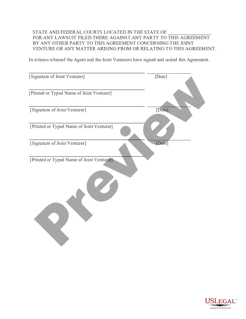 Preview Joint Venture Agreement - regarding Business Interest