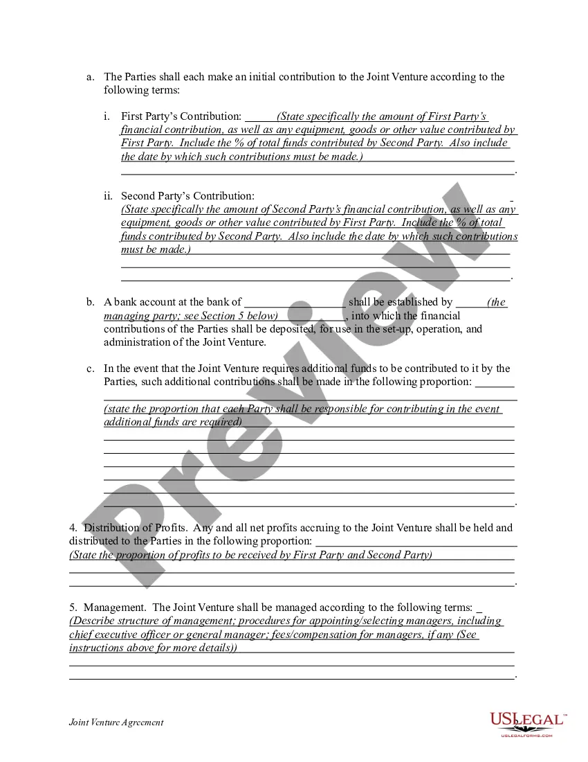 Get Joint Venture Agreement - Sample Preview Joint Venture Agreement - Sample