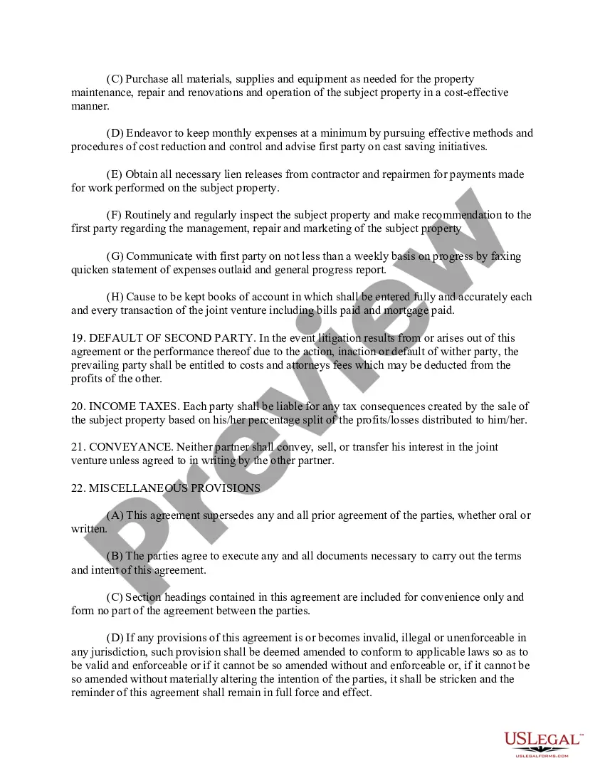 Preview Real Estate Joint Venture Agreement