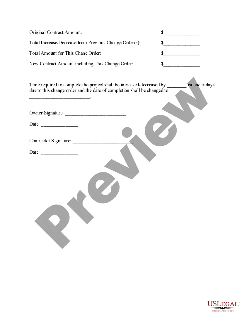 Preview Basic Change Order