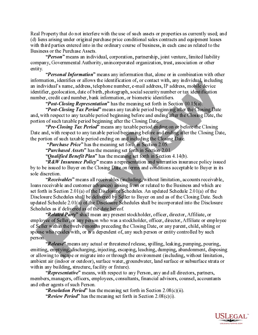 Preview Asset Purchase Agreement