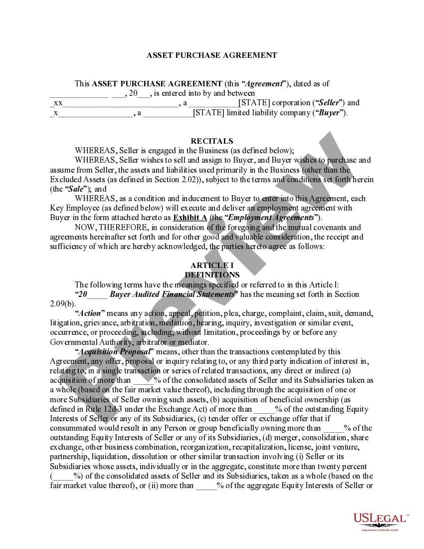 Preview Asset Purchase Agreement