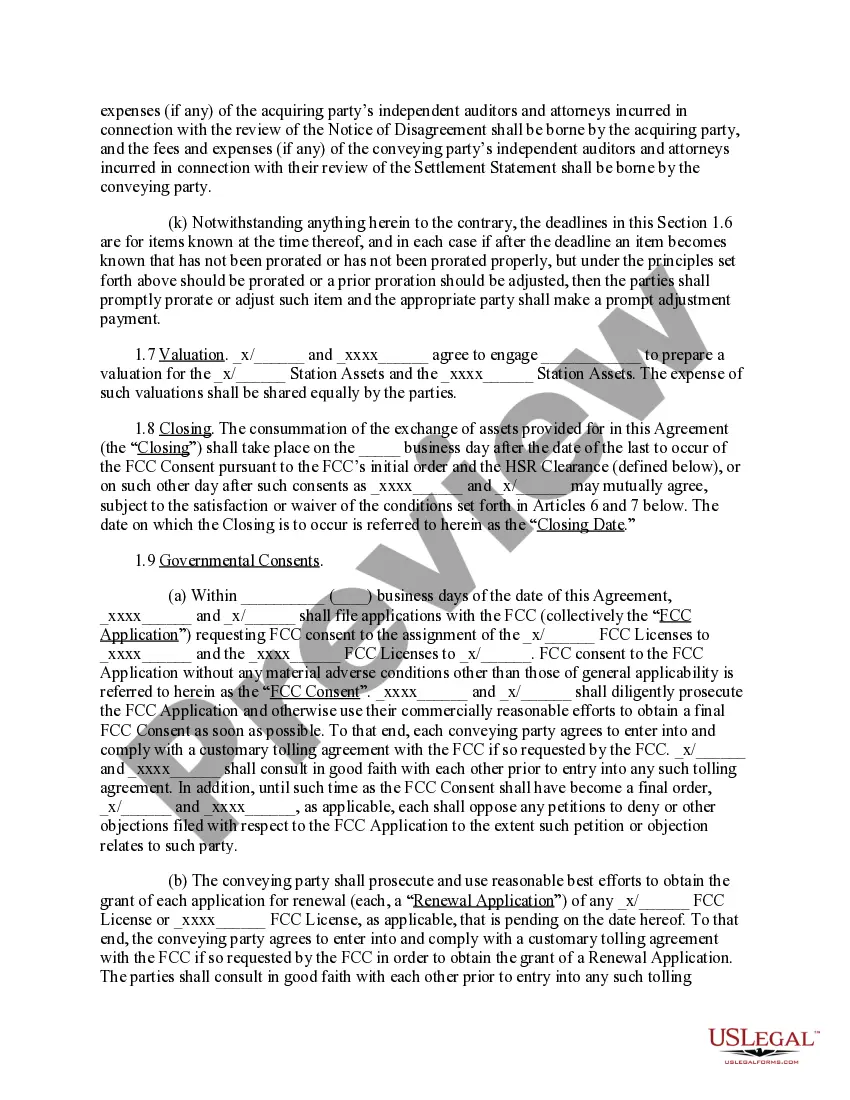 Preview Asset Exchange Agreement