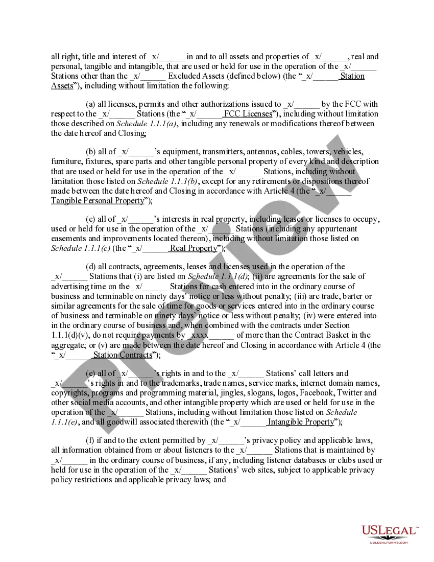 Preview Asset Exchange Agreement