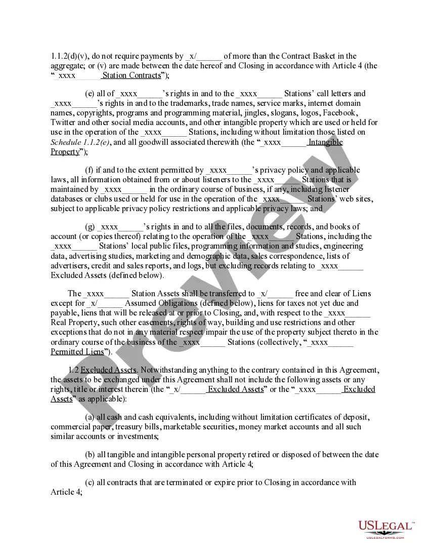 Preview Asset Exchange Agreement