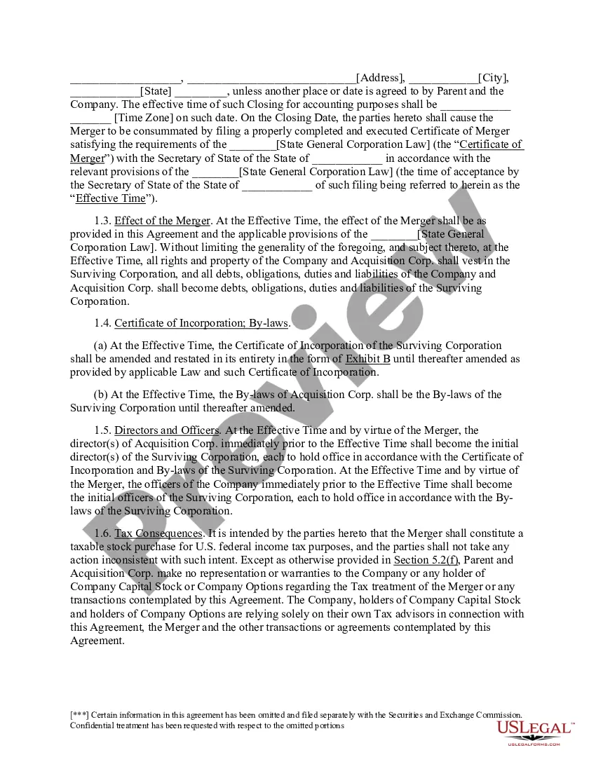 Preview Agreement and Plan of Merger