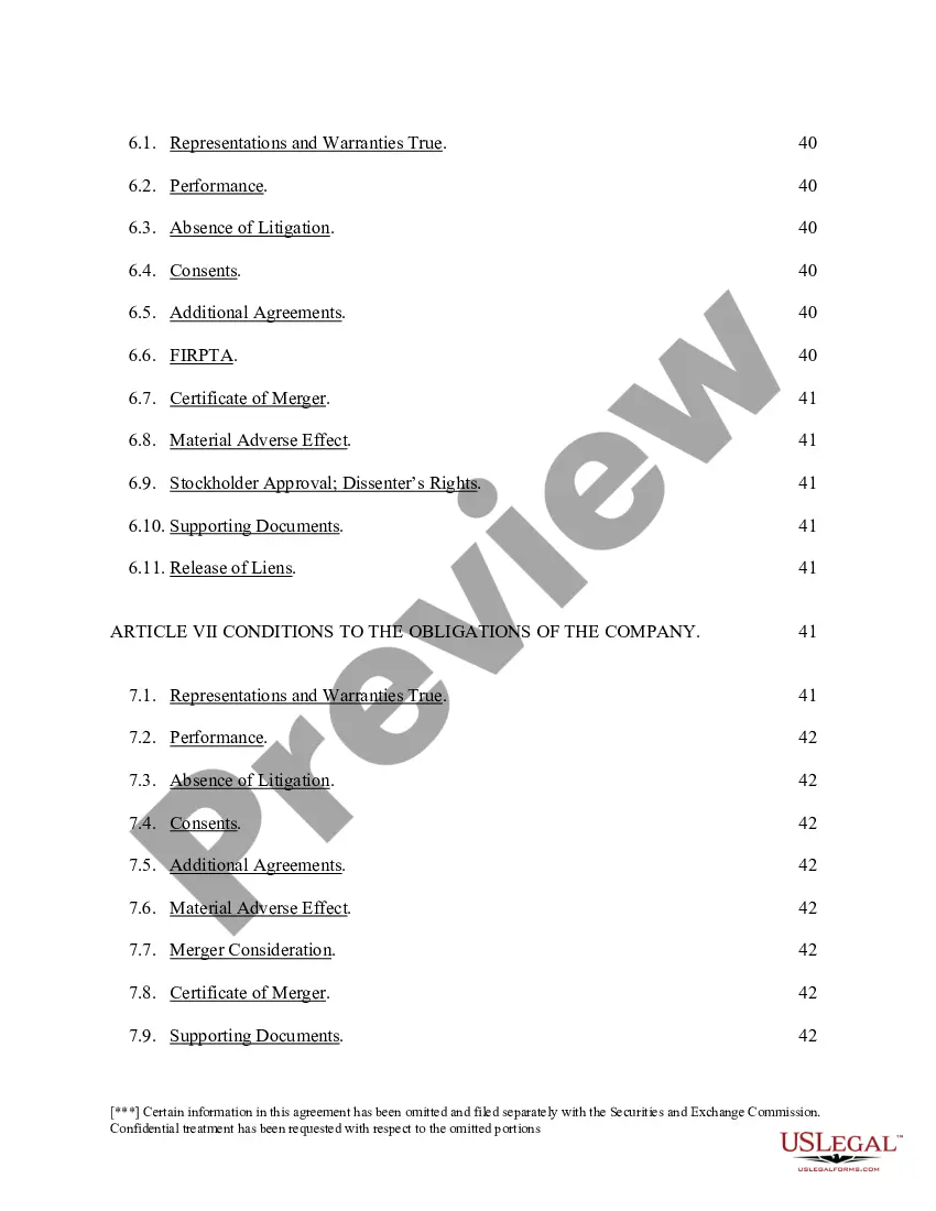 Preview Agreement and Plan of Merger
