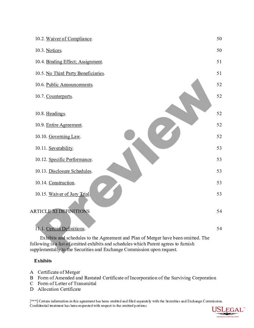 Preview Agreement and Plan of Merger