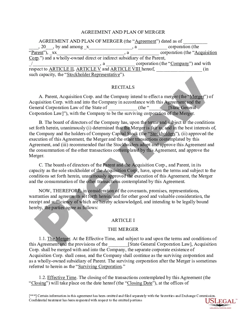 Preview Agreement and Plan of Merger