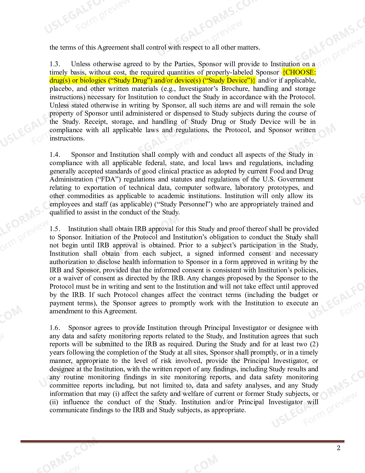 Preview Accelerated Clinical Trial Agreement - ACTA