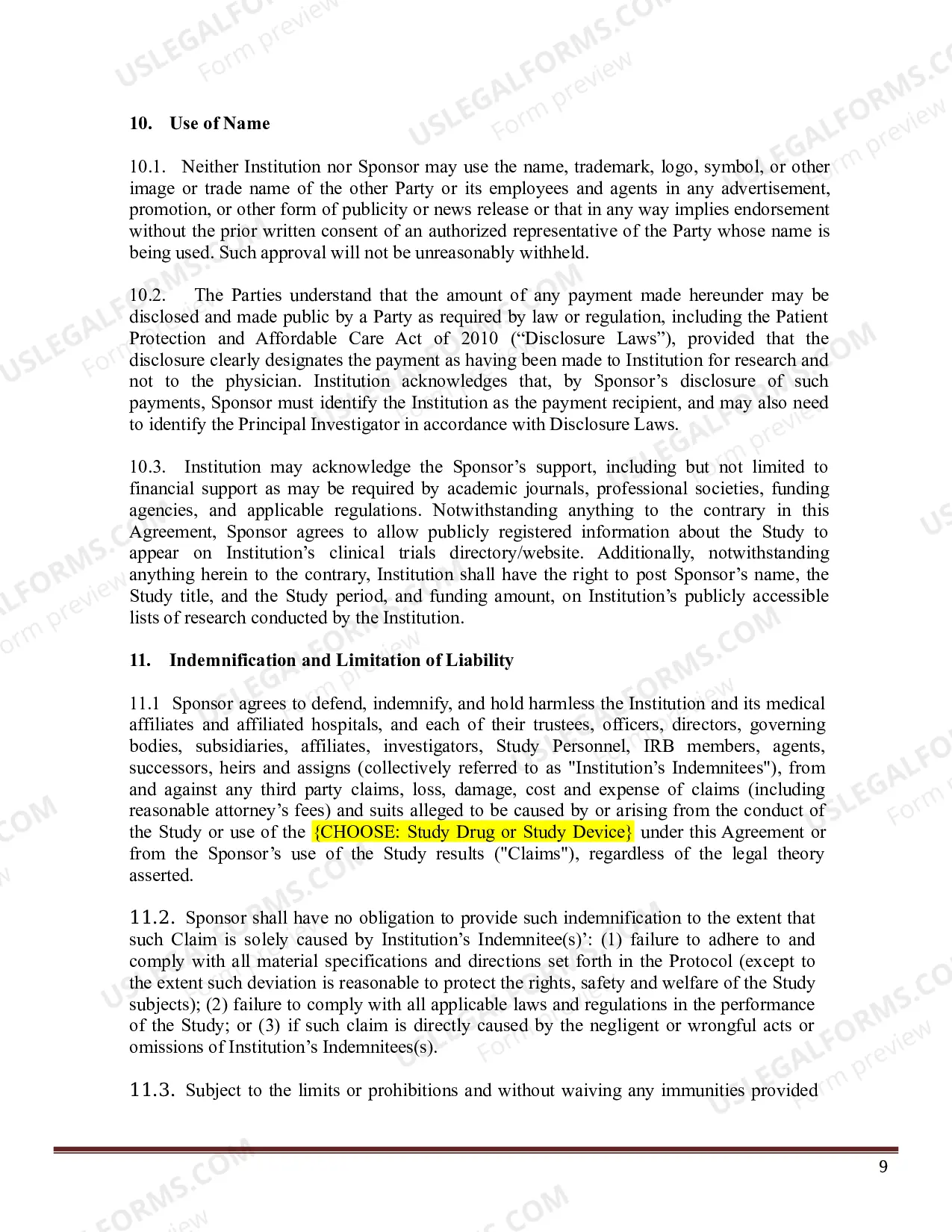 Preview Accelerated Clinical Trial Agreement - ACTA